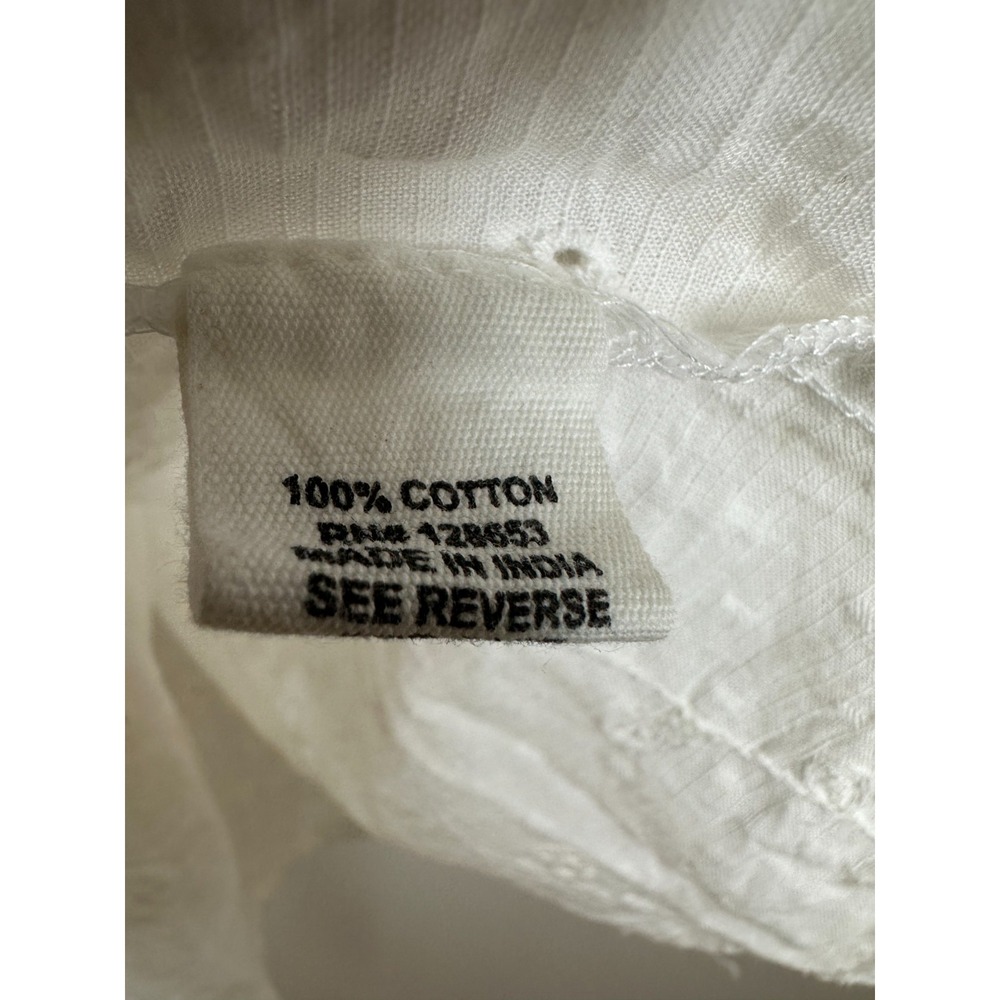 New Joie White Eyelet Cotton Blouse Size Large Top Boho Peasant Cottagecore - Picture 8 of 11